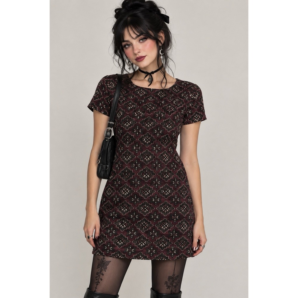 LOFT Outlet Women's Petite S Purple Quilted Geometric Shift Dress Whimsigoth - Picture 10 of 10